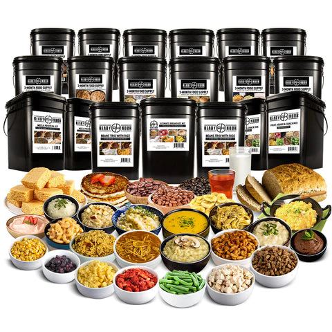 food storage calculation chart with jars and containers for long-term planning