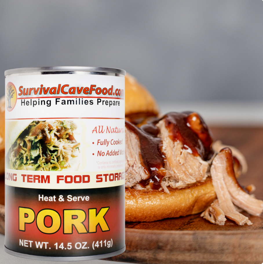 Survival Cave Pork canned meat 12-pack 28 oz cans ready to eat long-term food storage
