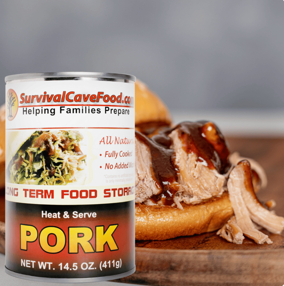 Survival Cave Meats Survival Cave Pork 12 – 28 oz Cans – Ready to Eat Canned Meat Survival Cave Pork - Ready to Eat Canned Meat for Long-Term Storage