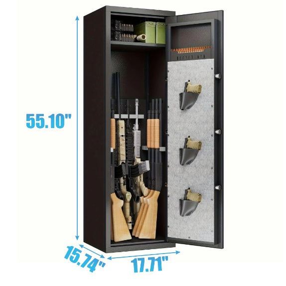 Large Biometric Gun Safe with 3 Pistol Pouches & Adjustable Stand