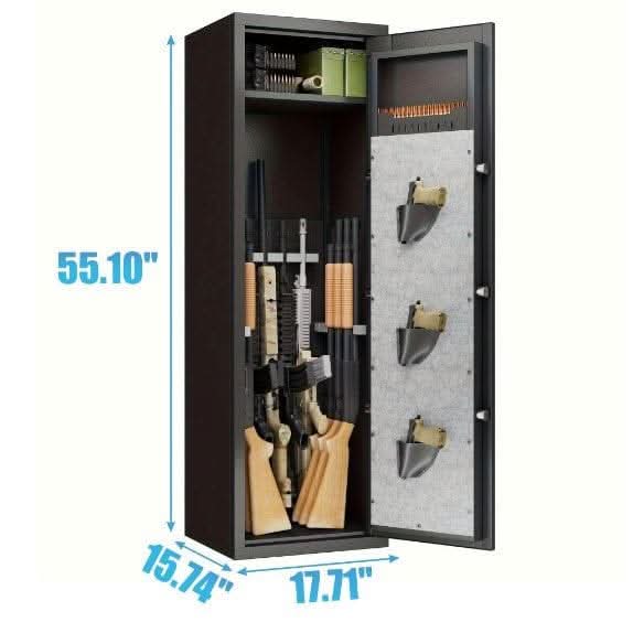 SHTF Prepper Club Gun Safe Large Biometric Gun Safe with 3 Pistol Pouches & Adjustable Stand Large Gun Safe with Biometric Lock & Pistol Pouches | Secure Storage