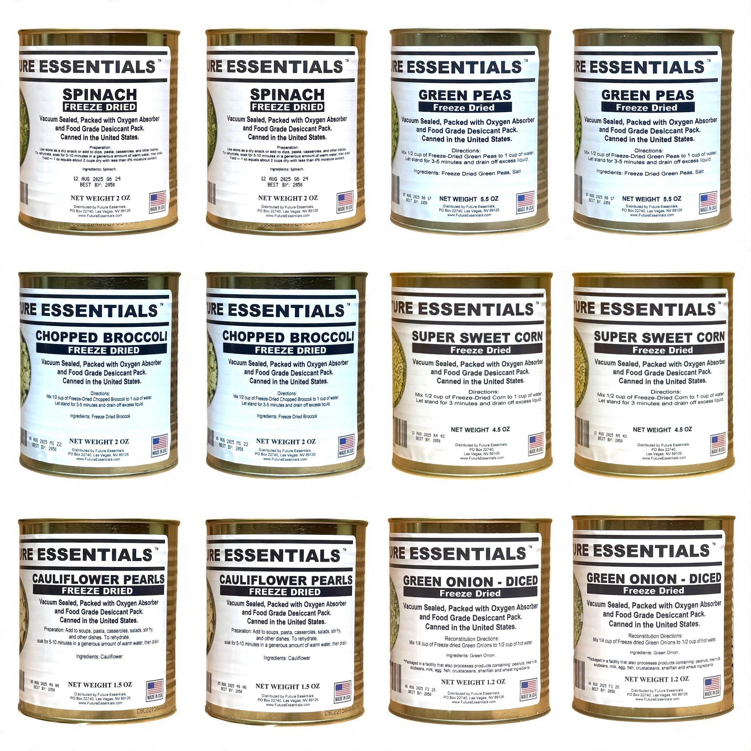 Case (12 Cans) of Future Essentials Freeze Dried Vegetable Variety