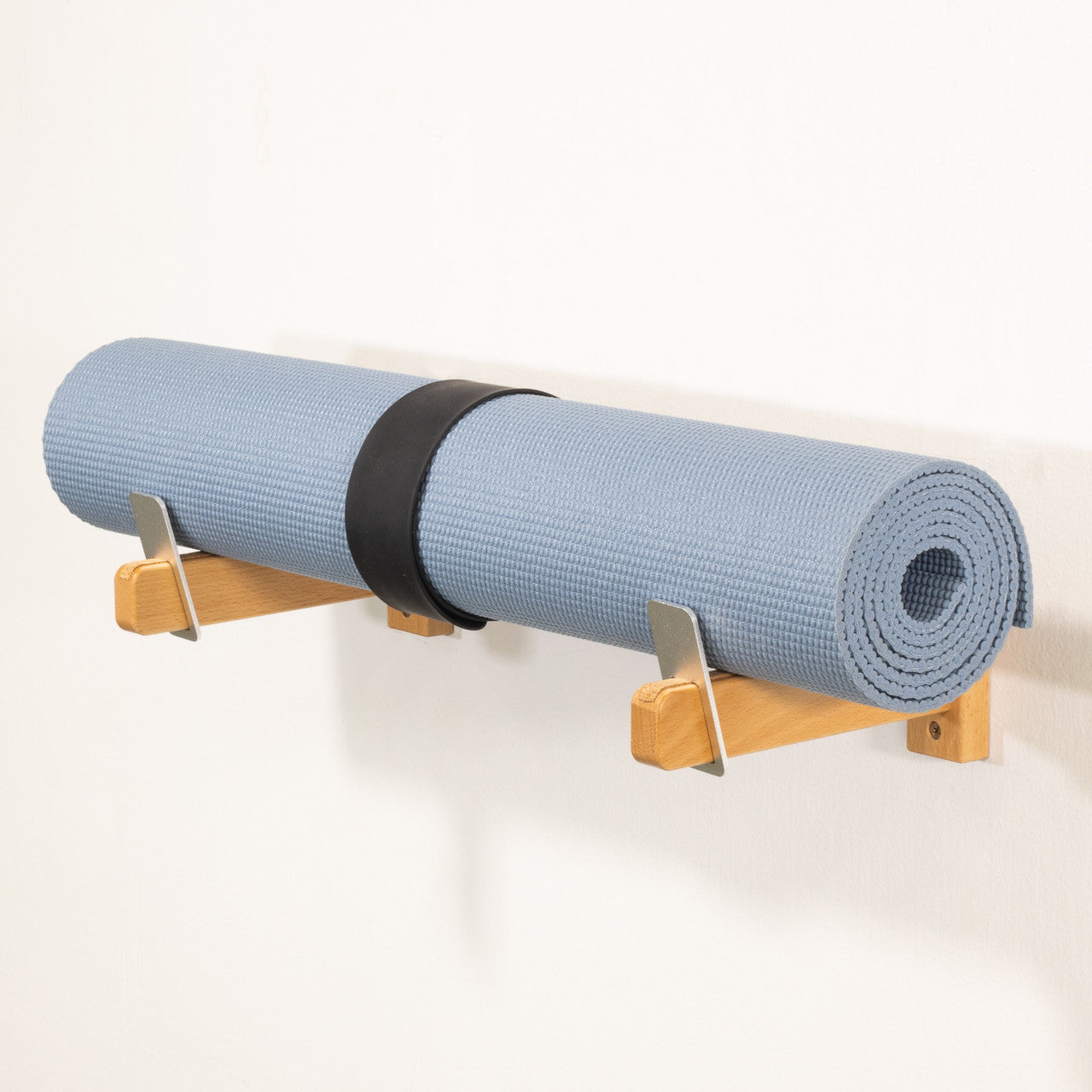 Solid Oak Yoga Mat Display | Minimalist Wood Rack | Holds 20 lbs