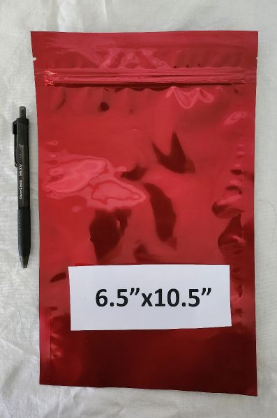 Mylar Bags - Red 6.5"x10.5" with zip lock