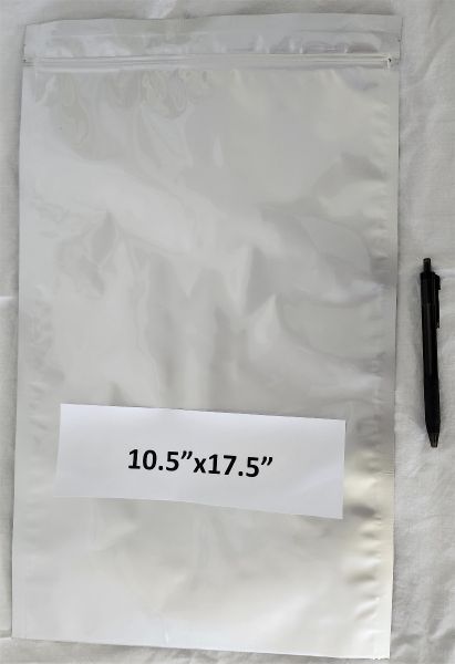 Mylar Bags - Dull Silver 10.5"x17.5" with zip lock