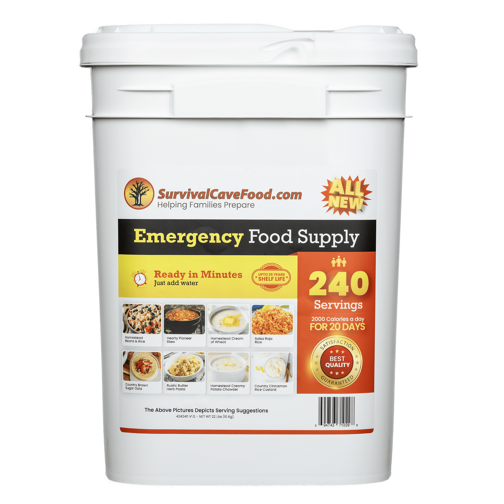 Survival Cave Meats Survival Cave Ultimate 240-Serving Emergency Meal Kit | 25-Year Shelf Life | High-Calorie Survival Food Made in USA Survival Cave Ultimate 240-Serving Emergency Meal Kit | 25-Year Shelf Life | Made in USA
