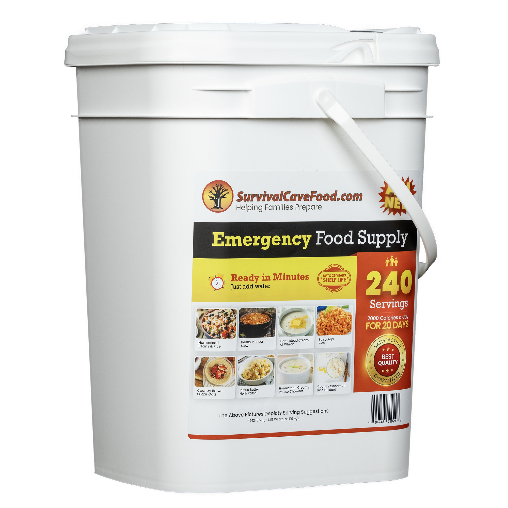 Survival Cave Ultimate 240-Serving Emergency Meal Kit | 25-Year Shelf Life | High-Calorie Survival Food Made in USA