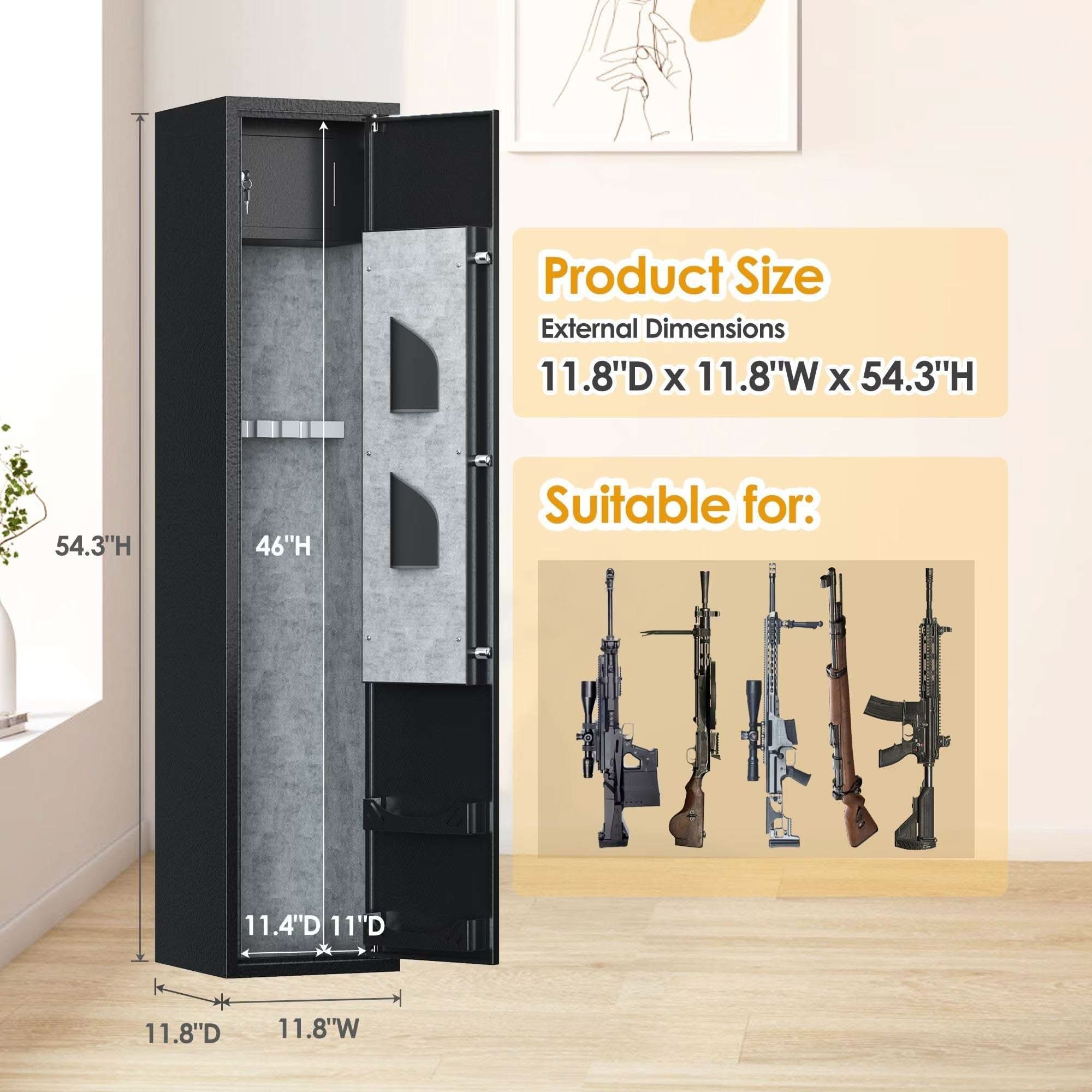 SHTF Prepper Club Gun Safe Biometric Rifle & Pistol Safe with LED Light and Alarm Home Rifle And Pistols Gun Safe – Biometric, Alarm & Quick Access