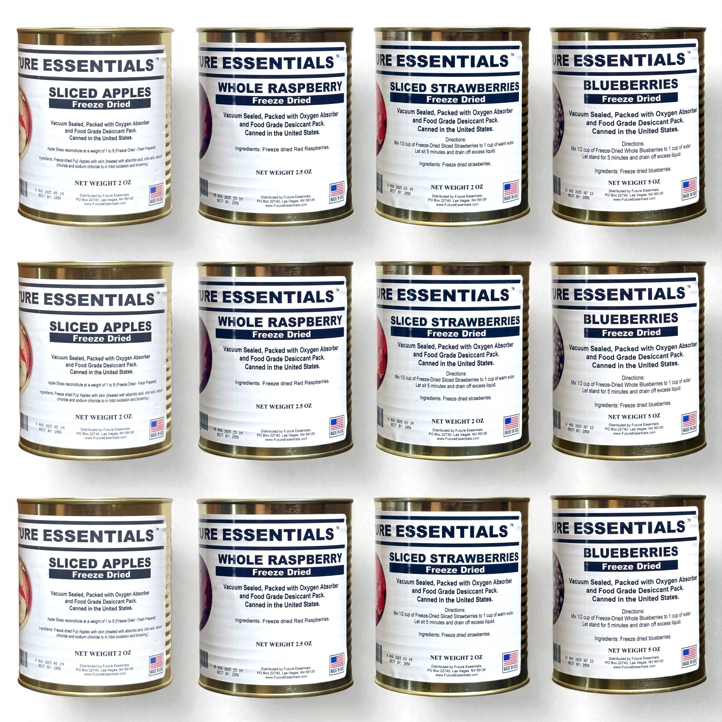 Case (12 Cans) of Future Essentials Freeze Dried Fruit Variety