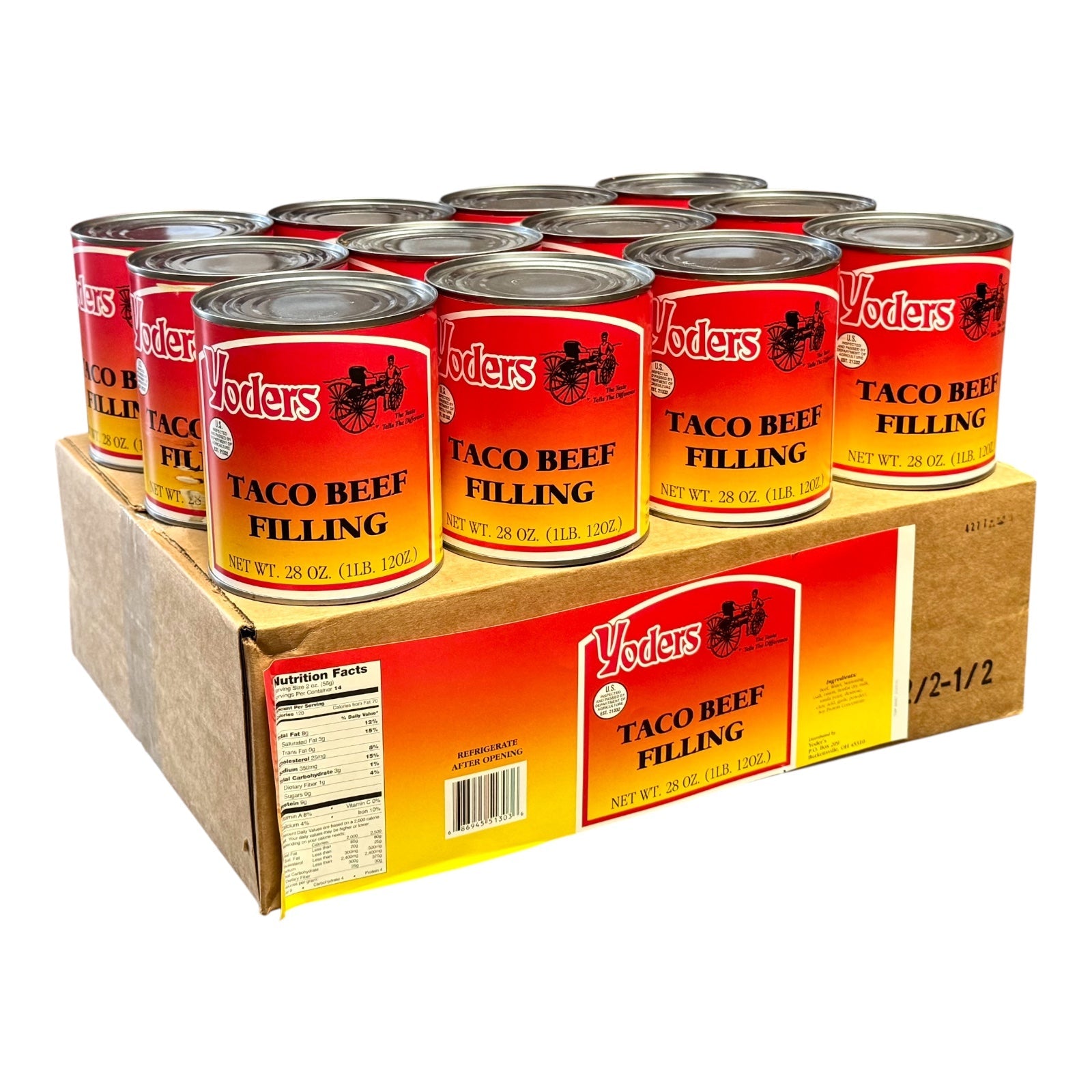 Case (12 Cans) of Yoder's fresh REAL Canned Taco Beef Filling