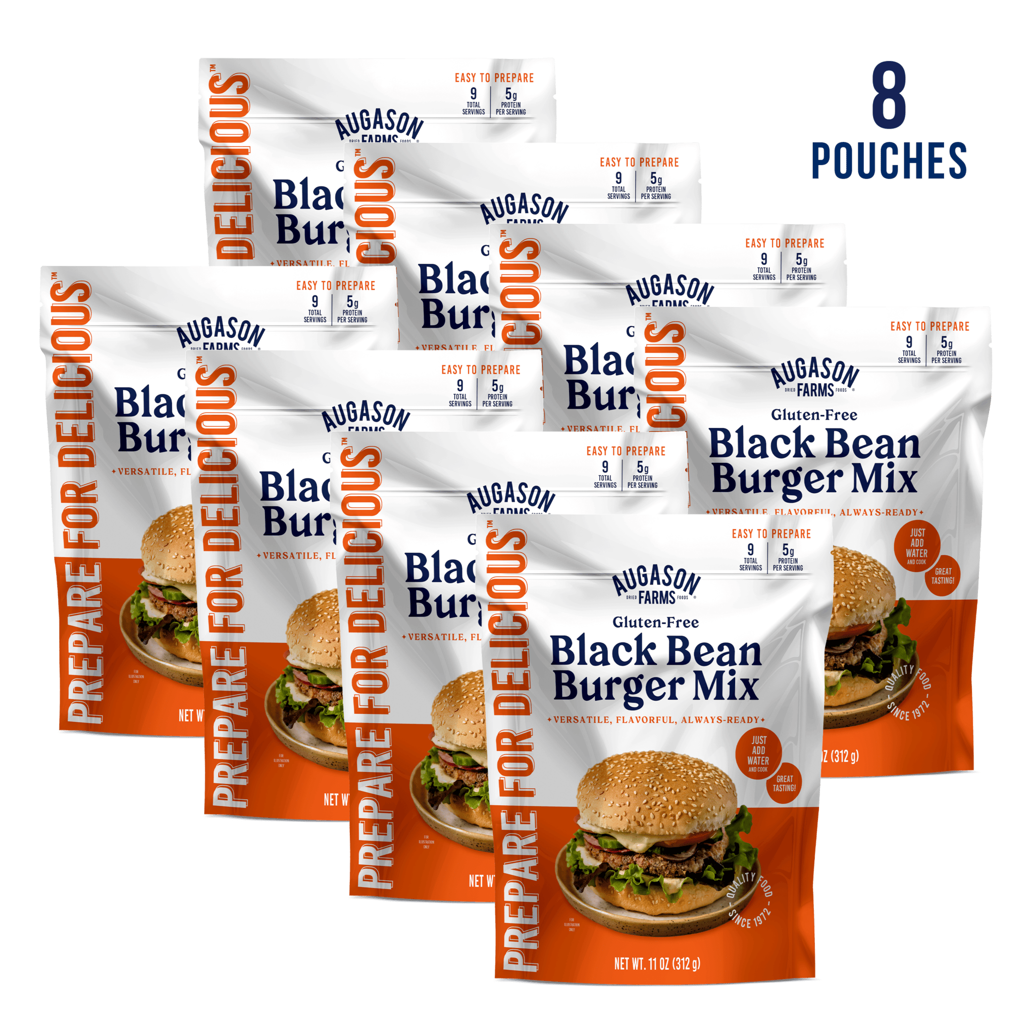Augason Farms Gluten Free Black Bean Burger Mix Pouch, 9 Servings Gluten Free Black Bean Burger Mix Pouch - 9 Servings | Protein-Rich