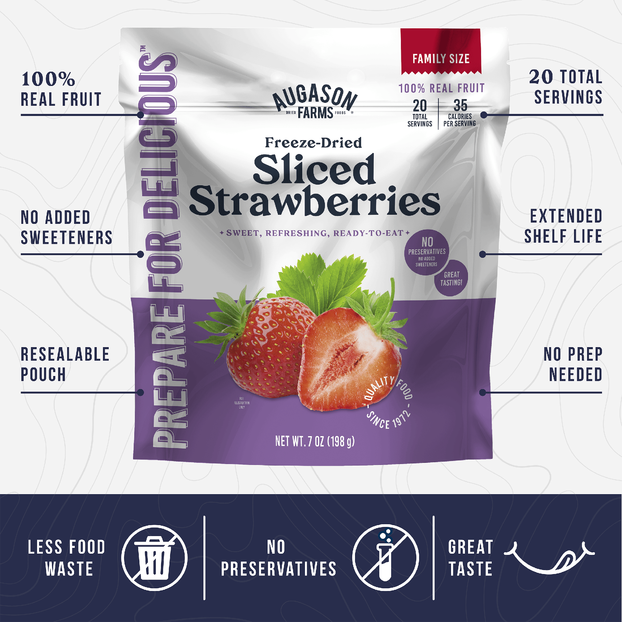 Augason Farms Freeze Dried Sliced Strawberries Family Size Pouch, 20 Servings Freeze Dried Sliced Strawberries Pouch - 20 Servings