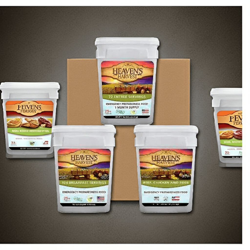 Heaven's Harvest 1 Month Combo Emergency Food Storage Kits with 308 servings in three stackable buckets