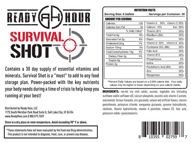 ReadyHour Pack of 33 Ready Hour Survival Shot – Emergency Survival Food Supplement (30 servings) Ready Hour Survival Shot Food Supplement - 33 Pack