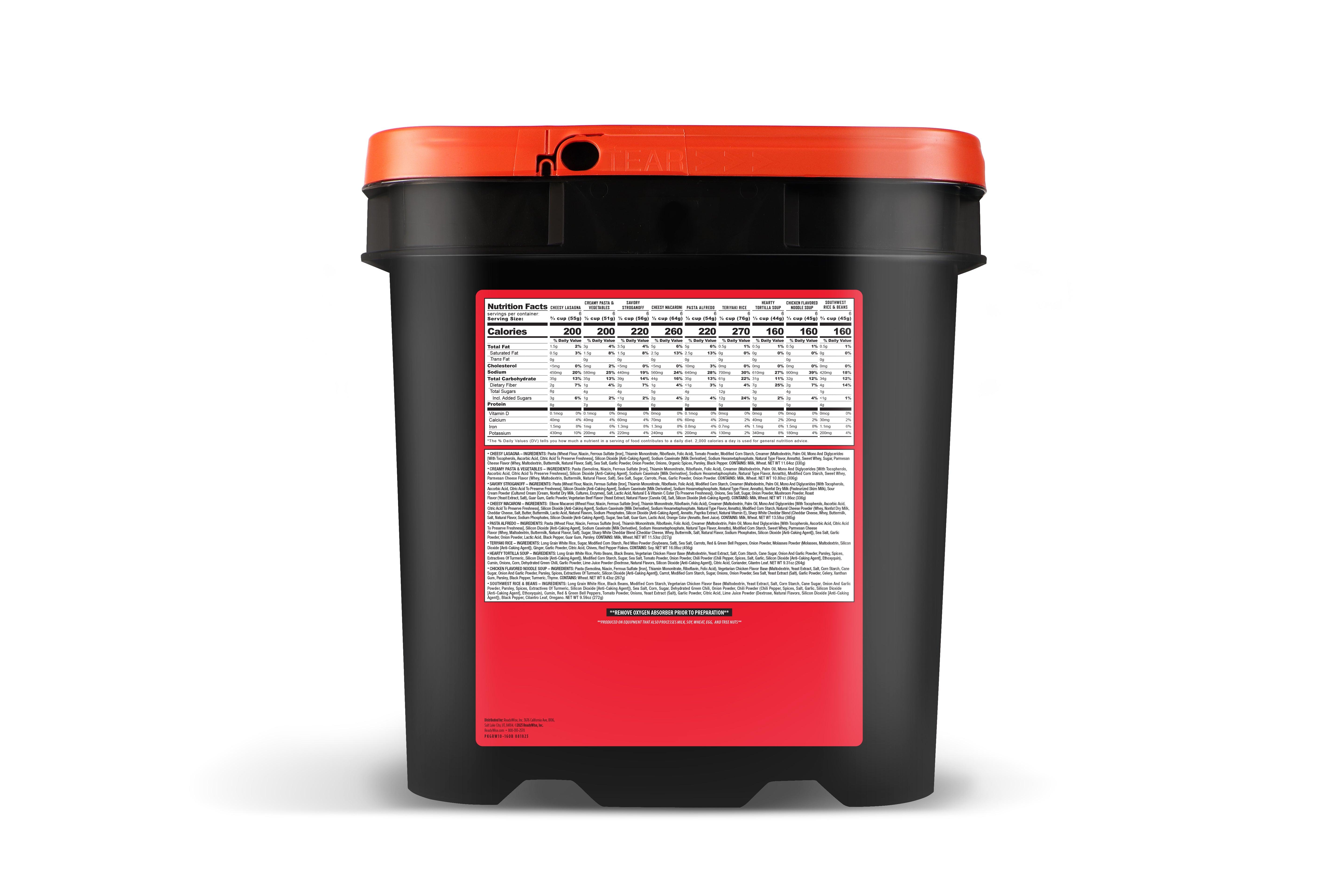 ReadyWise 60 Serving Entrée Only Grab and Go Food Kit