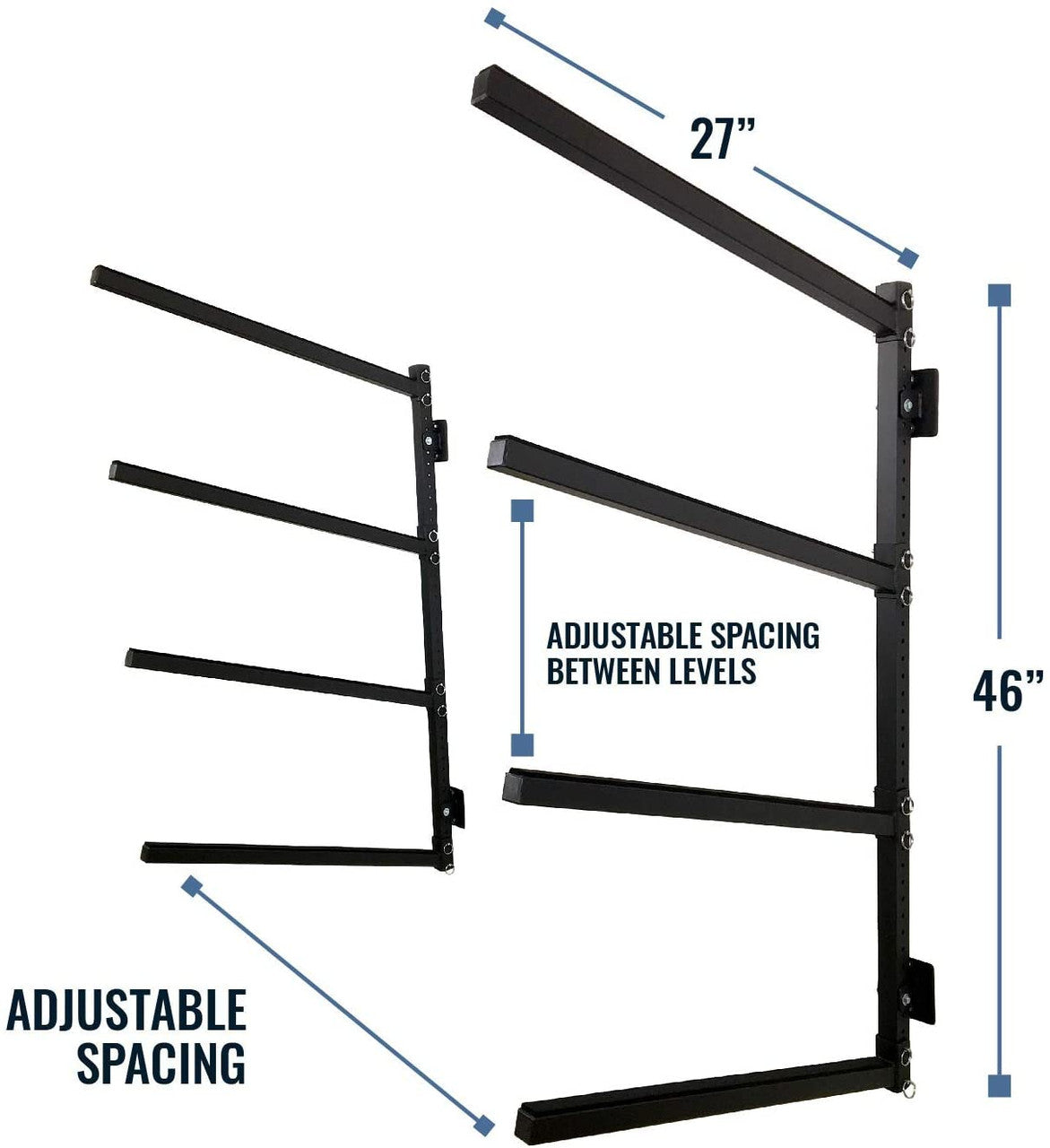 Outdoor Wall Rack | 46 Inch Adjustable Height | Kayak & SUP