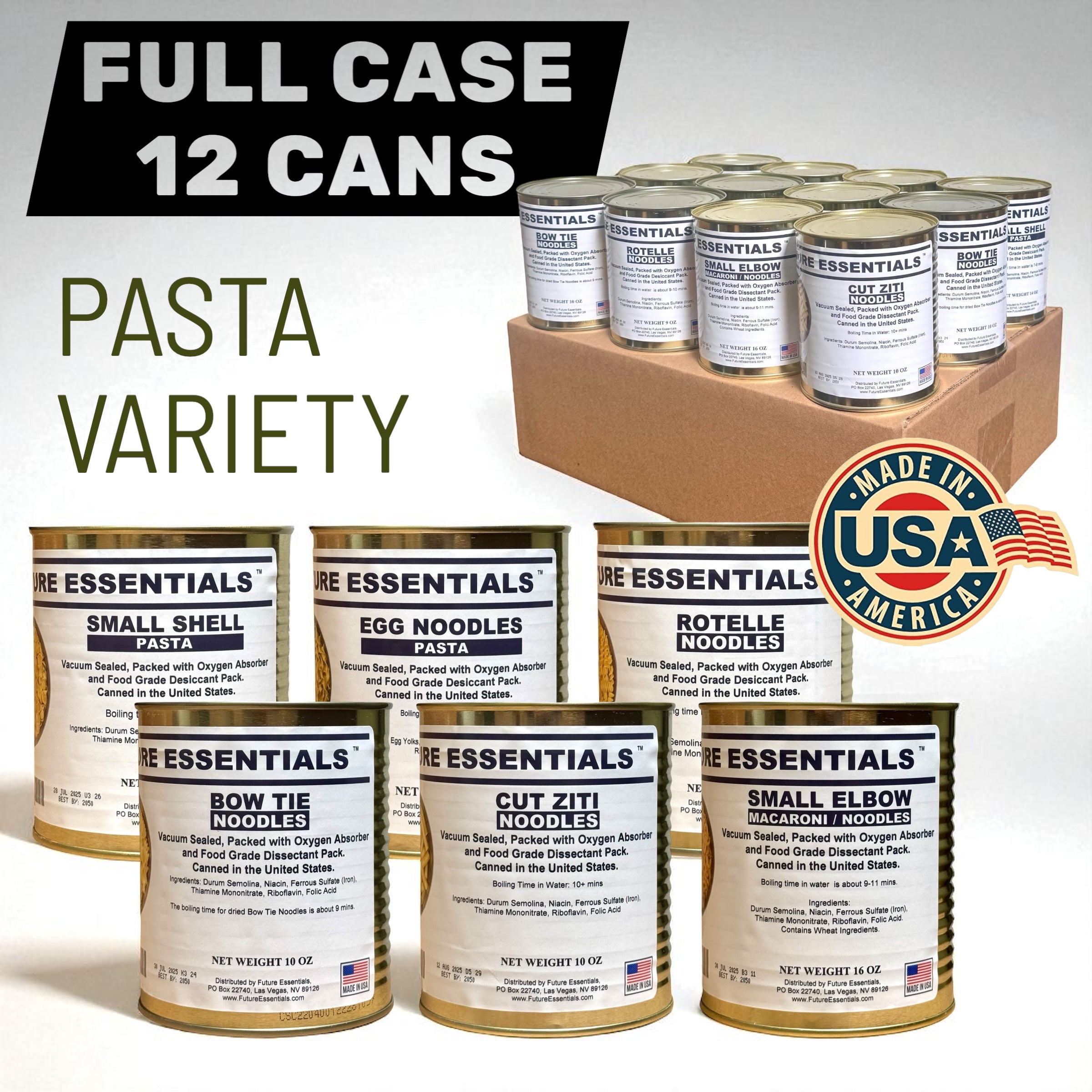 Case (12 Cans) of Future Essentials Canned Pasta Variety