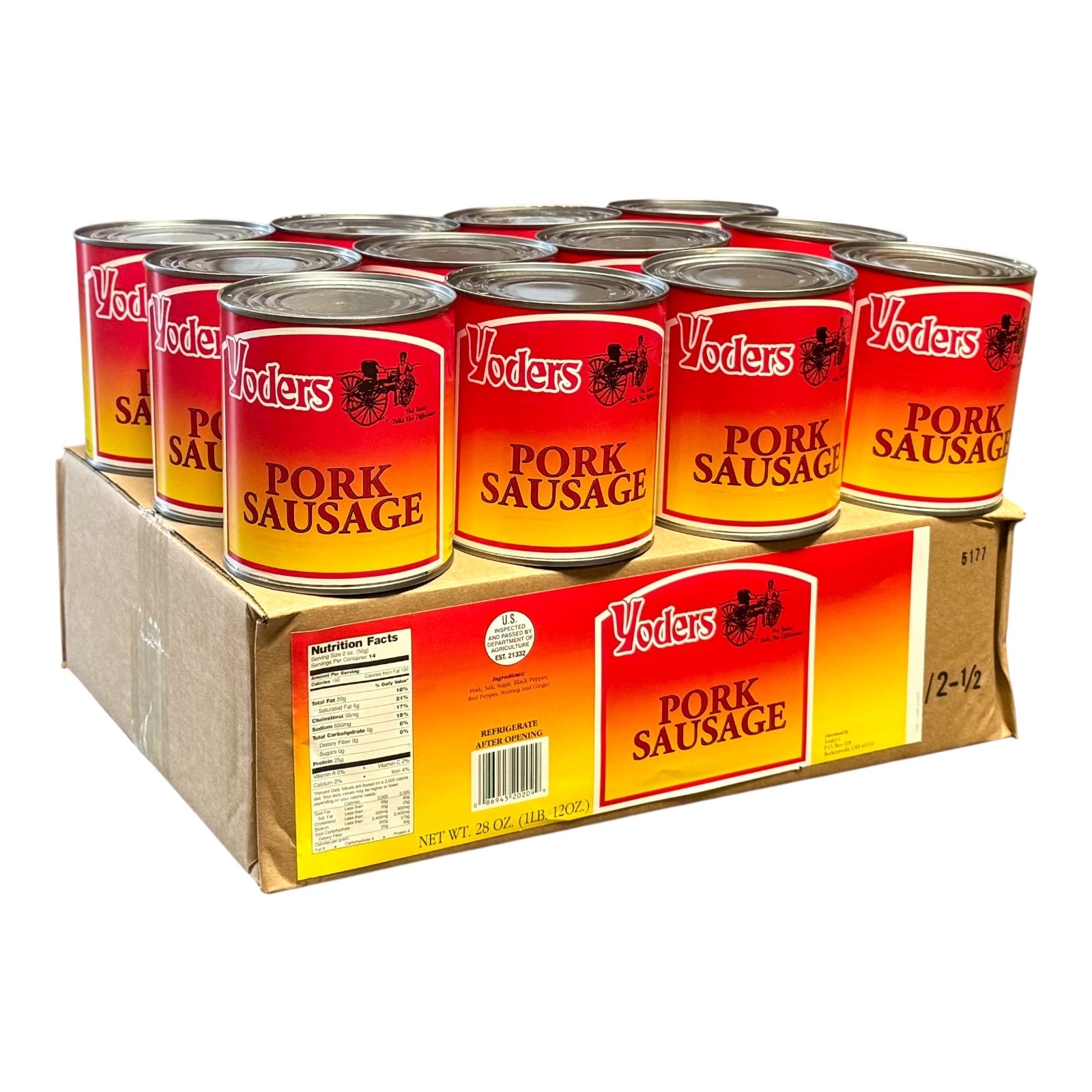Case (12 Cans) of Yoder's fresh REAL Canned Pork Sausage