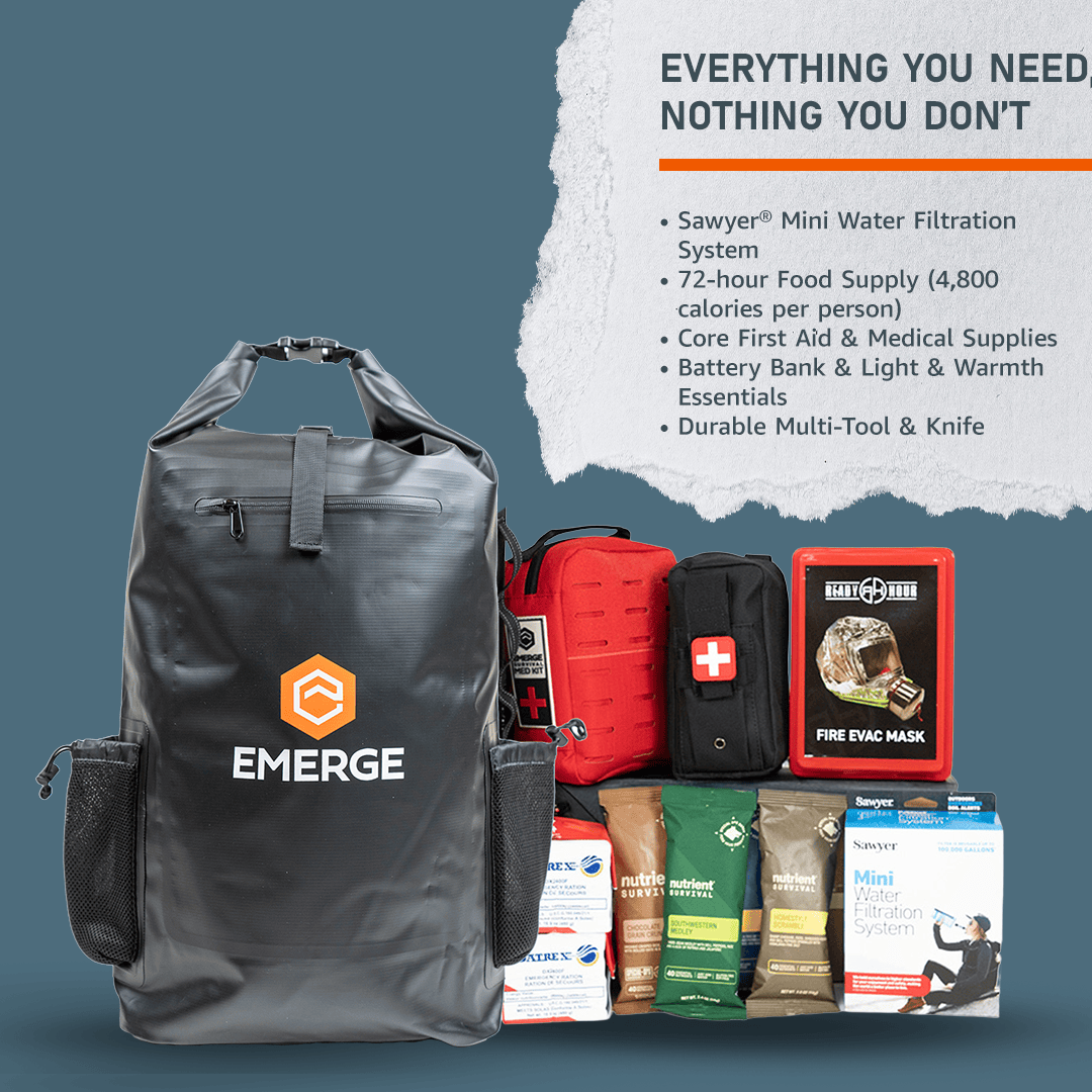 Emerge Survival 72 Hour Kit Family 72-Hour Kit | 3-Day Emergency Kit for 1-2 People