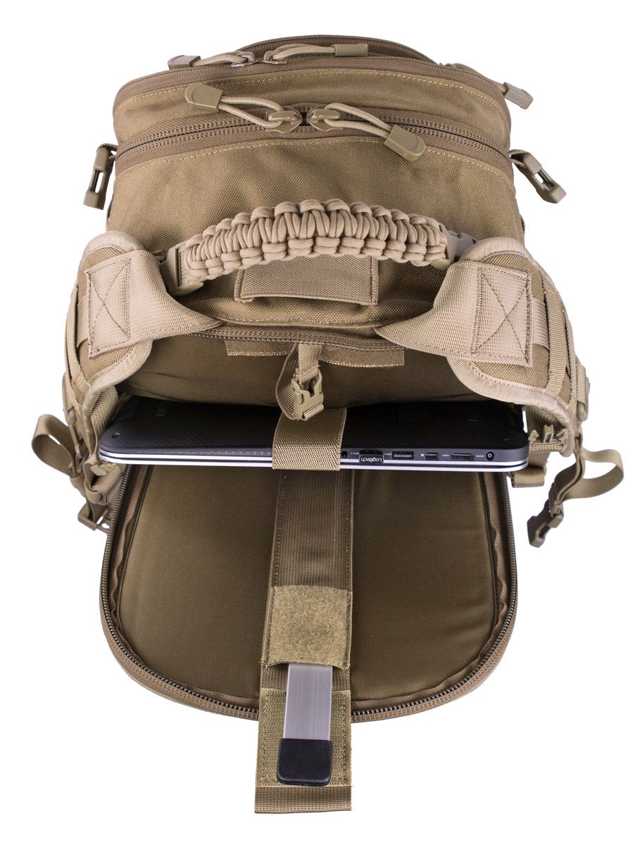 PULSE 24-Hour Backpack in black with MOLLE compatibility and multiple compartments for organization