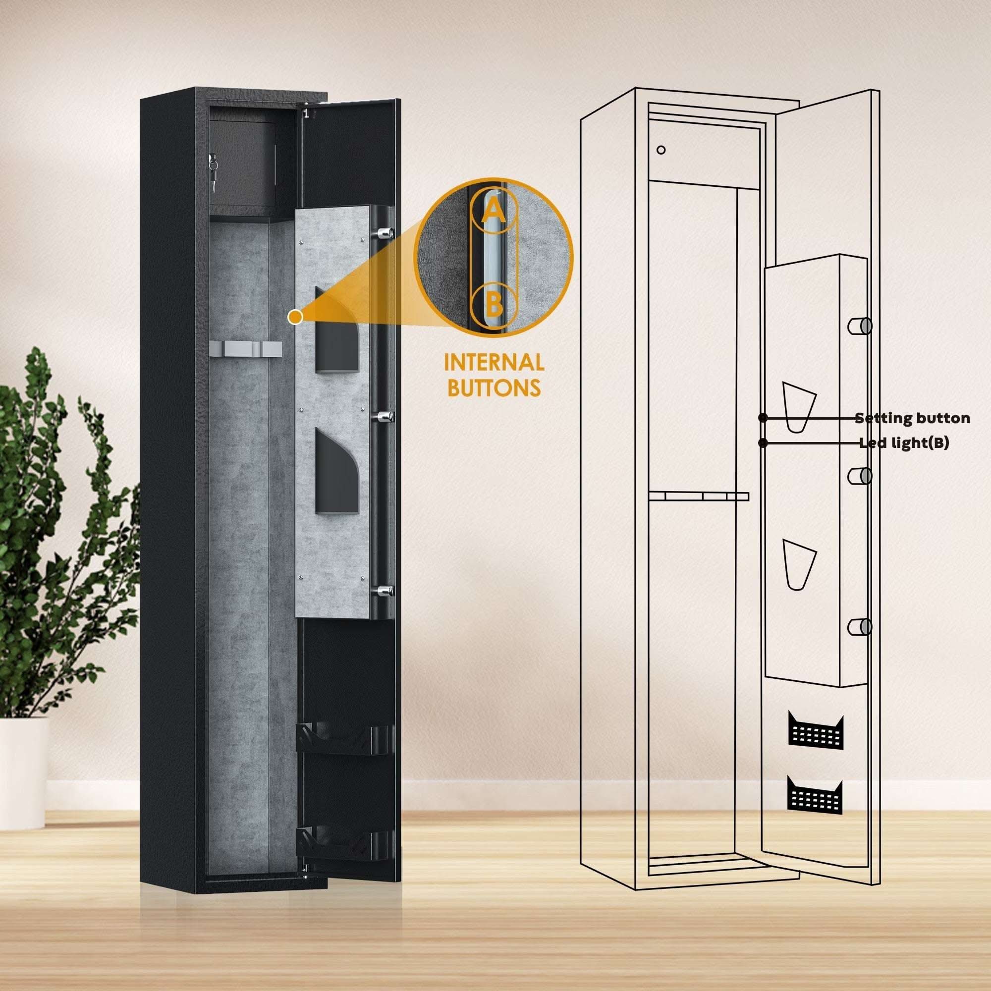 SHTF Prepper Club Gun Safe Biometric Rifle & Pistol Safe with LED Light and Alarm Home Rifle And Pistols Gun Safe – Biometric, Alarm & Quick Access