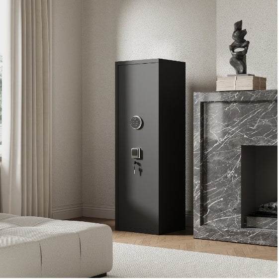 Large Biometric Gun Safe with 3 Pistol Pouches & Adjustable Stand