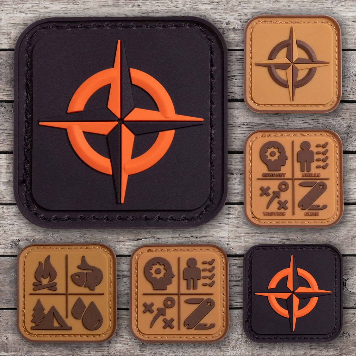 Survival Compass Morale Patch (Orange on Black)