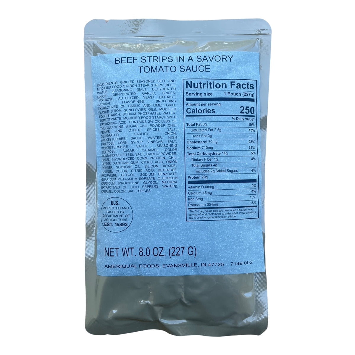 MRE Entree - Beef Strips in a Savory Tomato Sauce