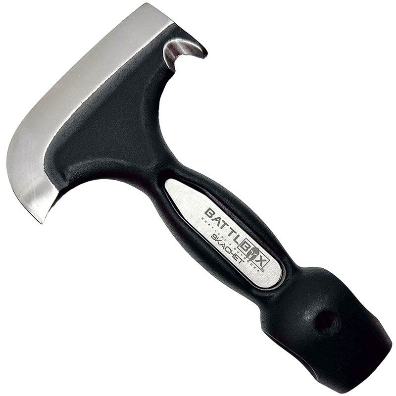 BattlBox Skachet multi-tool with 3.5-inch 65MN carbon steel blade and leather sheath