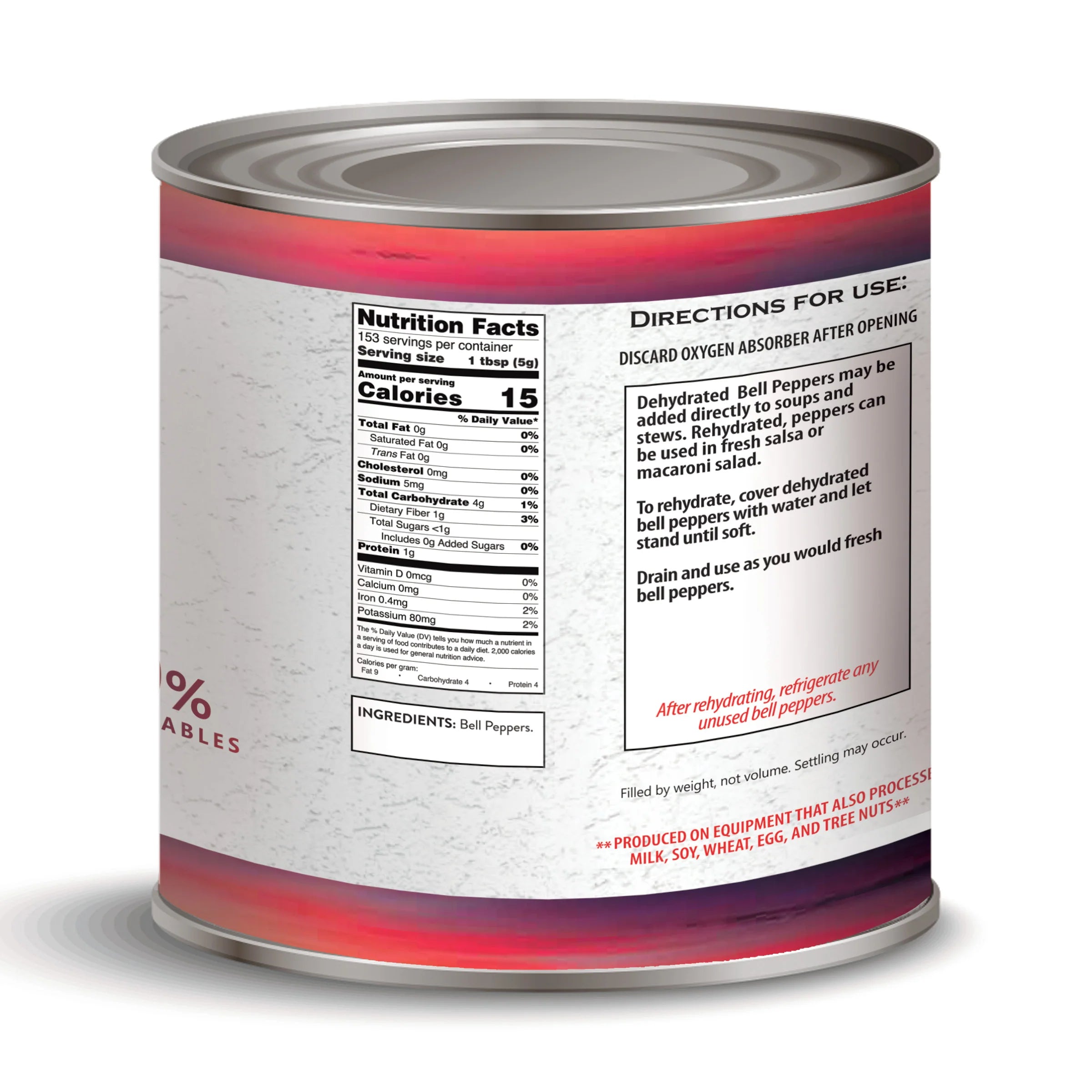 Dehydrated Red and Green Bell Peppers, #10 Can