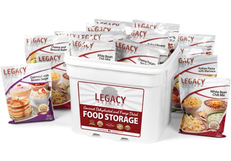 Premium 1080 Serving Package emergency food supply with 1080 servings in 9 buckets weighing 277 lbs