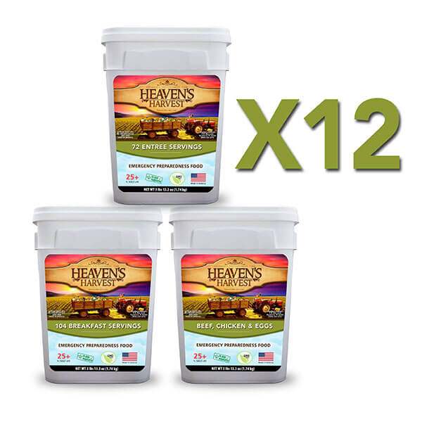 36 bucket 12 Month Combo Kit emergency food supply with long shelf life and variety of meals