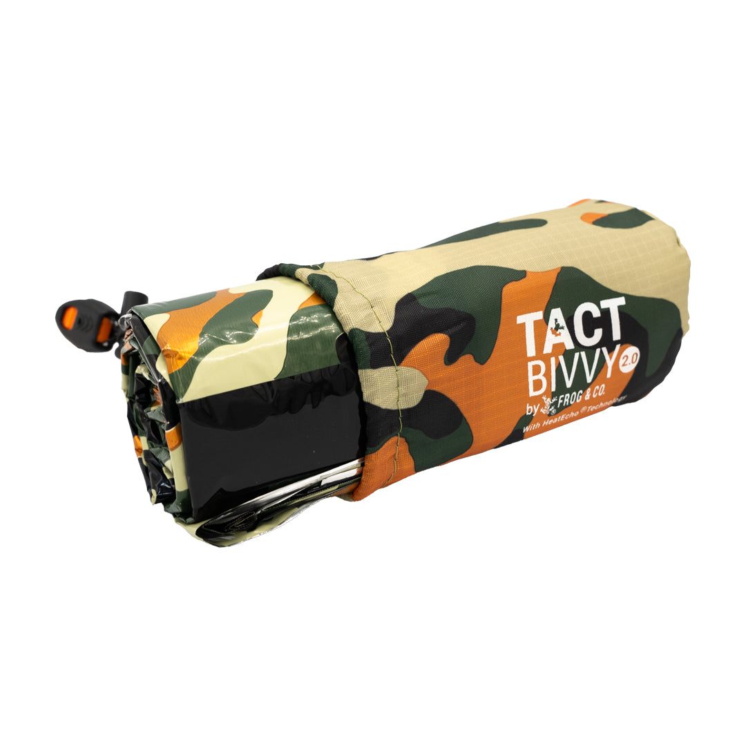 Tact Bivvy 2.0 emergency sleeping bag compact waterproof ultralight survival bivouac with HeatEcho thermal insulation and integrated whistle