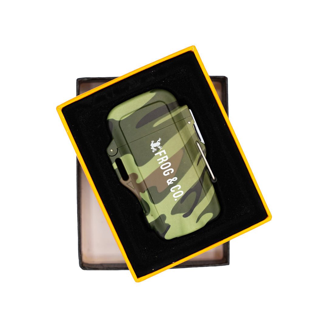 Tough Tesla Lighter 2.0 electric outdoor lighter with dual arc, waterproof case, built-in flashlight, and whistle
