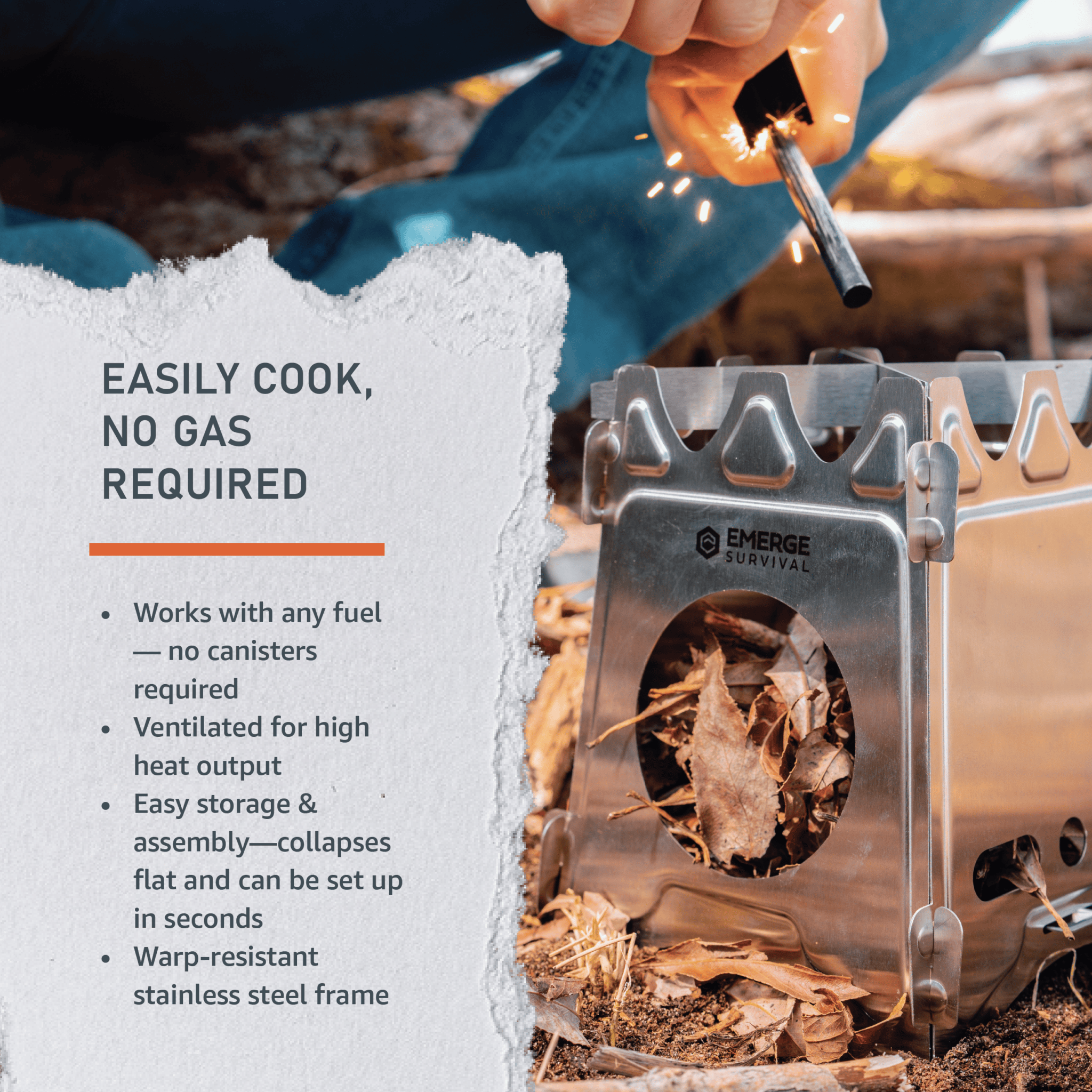 Emerge Survival Collapsible Mini Stove Collapsible Mini Stove - Portable Survival Stove for Camping & Emergencies
