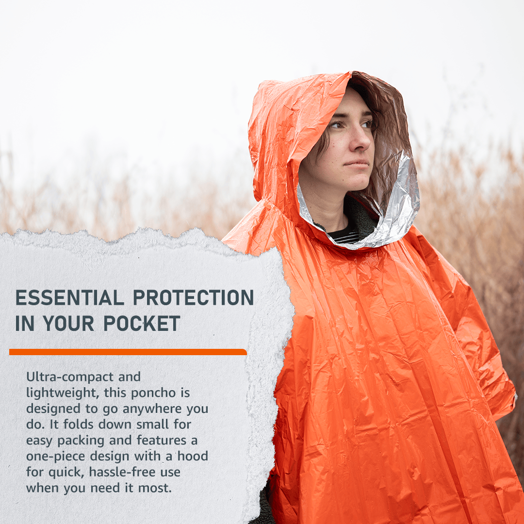 Emerge Survival Mylar Poncho Mylar Poncho - Lightweight, Heat-Reflective Survival Protection
