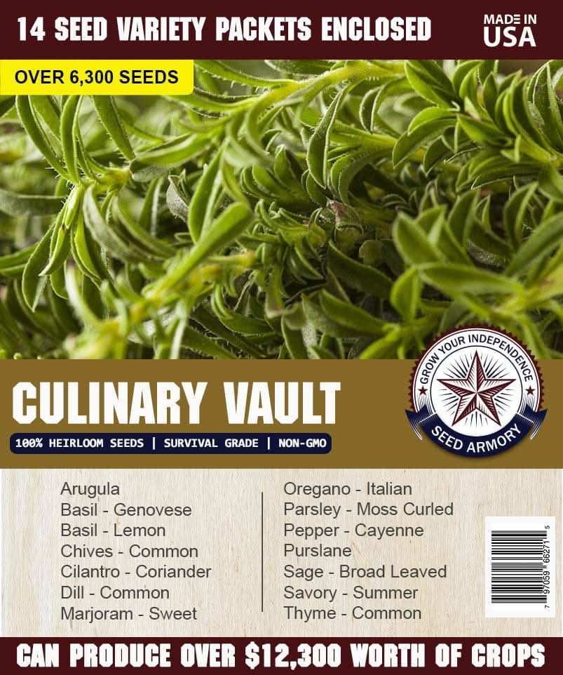 Seed Armory Survival Vaults Culinary Vault Seeds - 14 Varieties Culinary Vault Seeds - 14 Varieties | Seed Armory