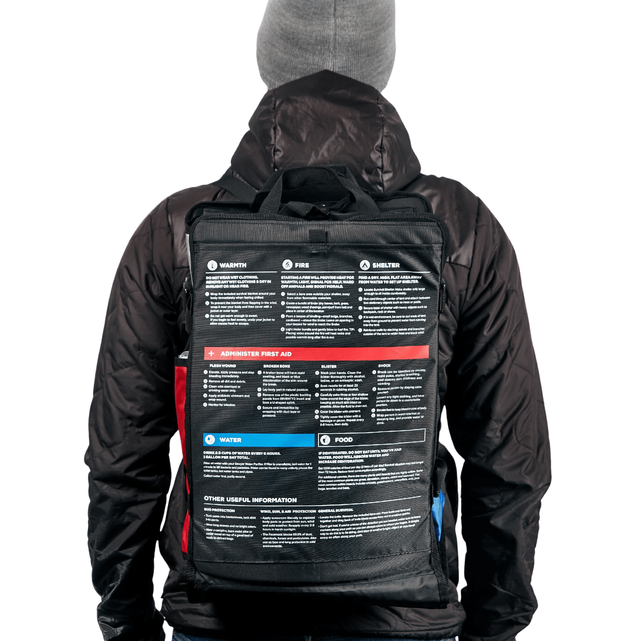 Seventy2 Pro Survival System waterproof backpack with emergency survival tools and organized compartments