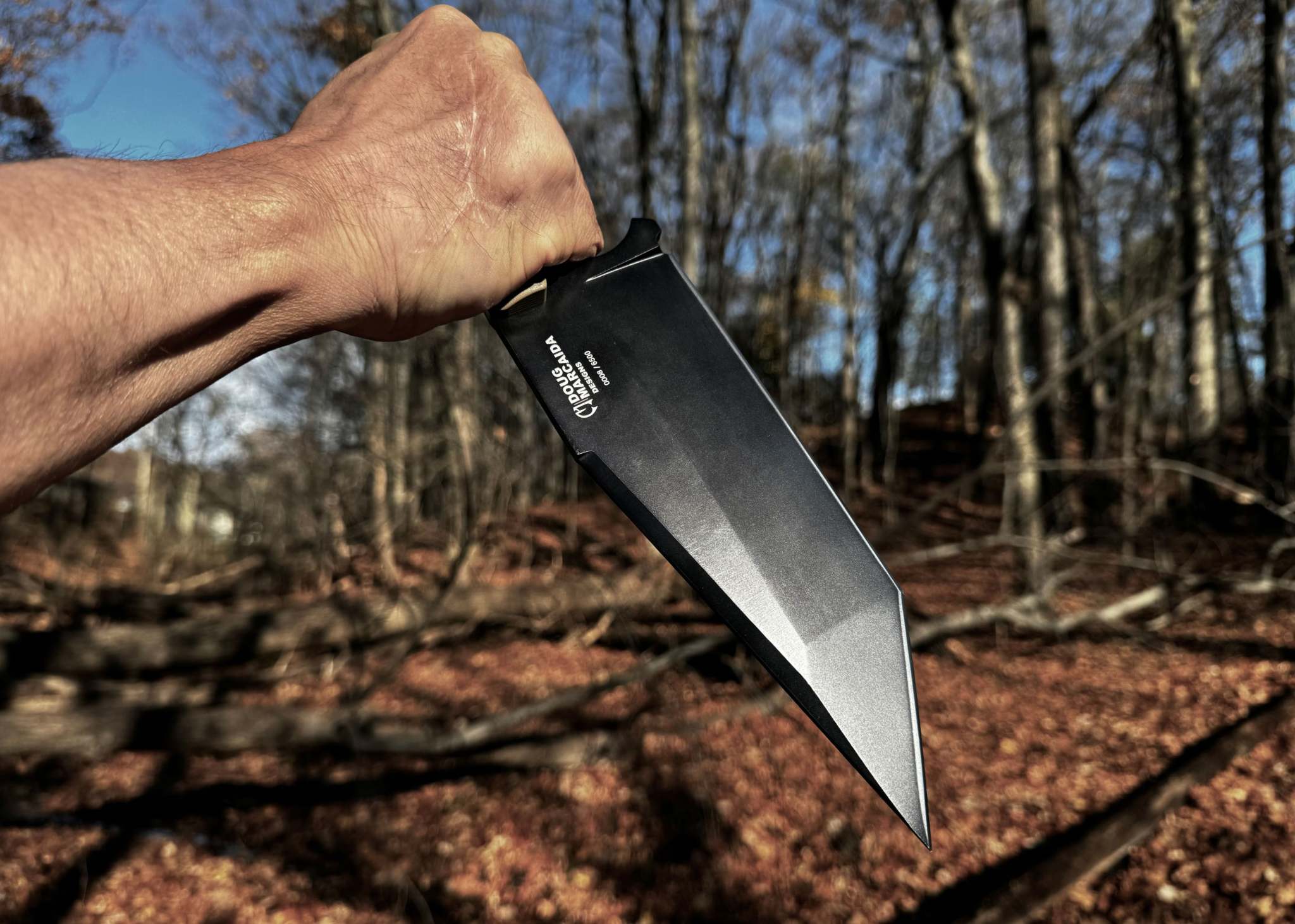 Doug Marcaida Cleaver large outdoor and self-defense knife with leather sheath