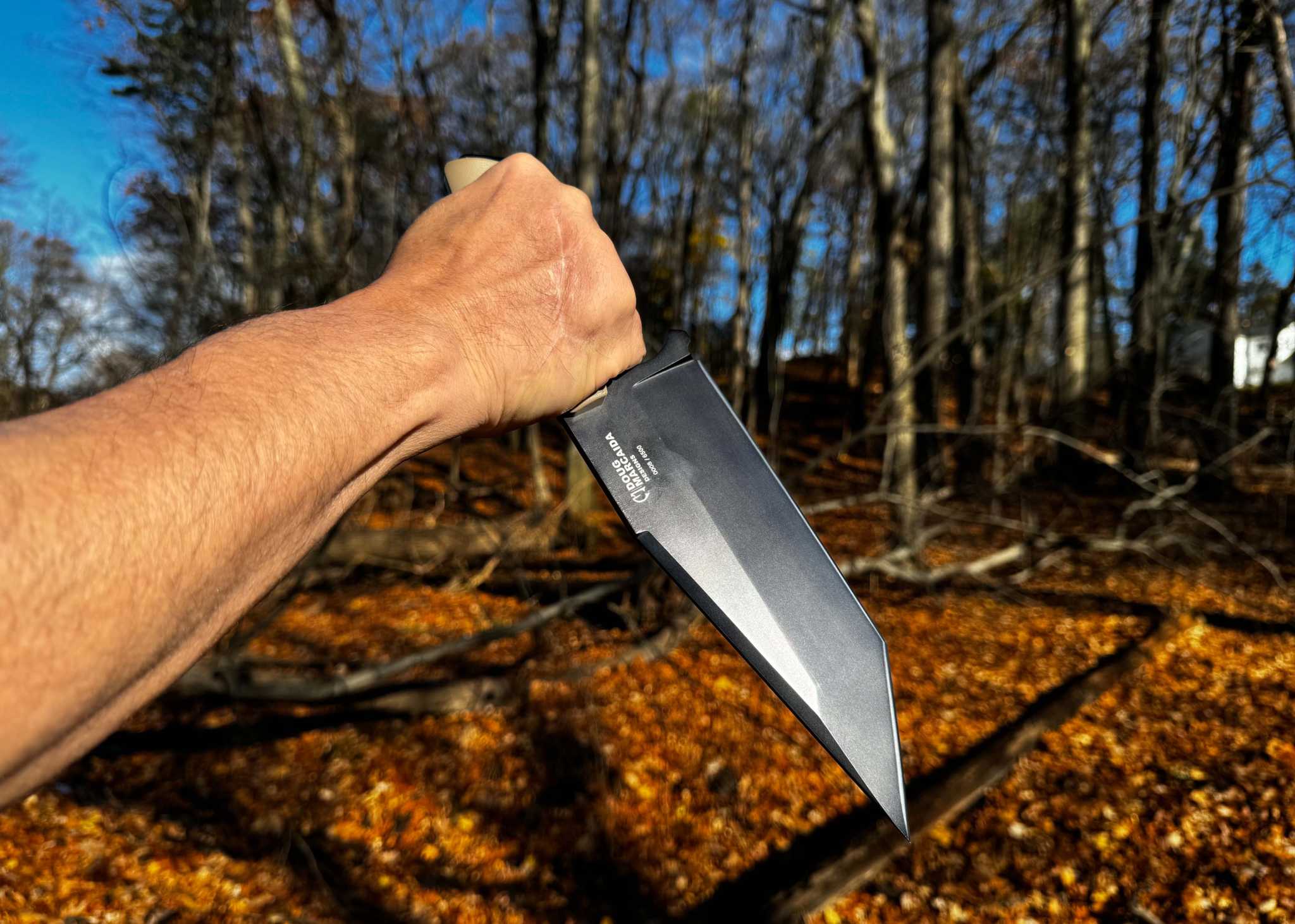 Doug Marcaida Cleaver large 8.5-inch stainless steel blade with leather sheath for outdoor and self-defense use