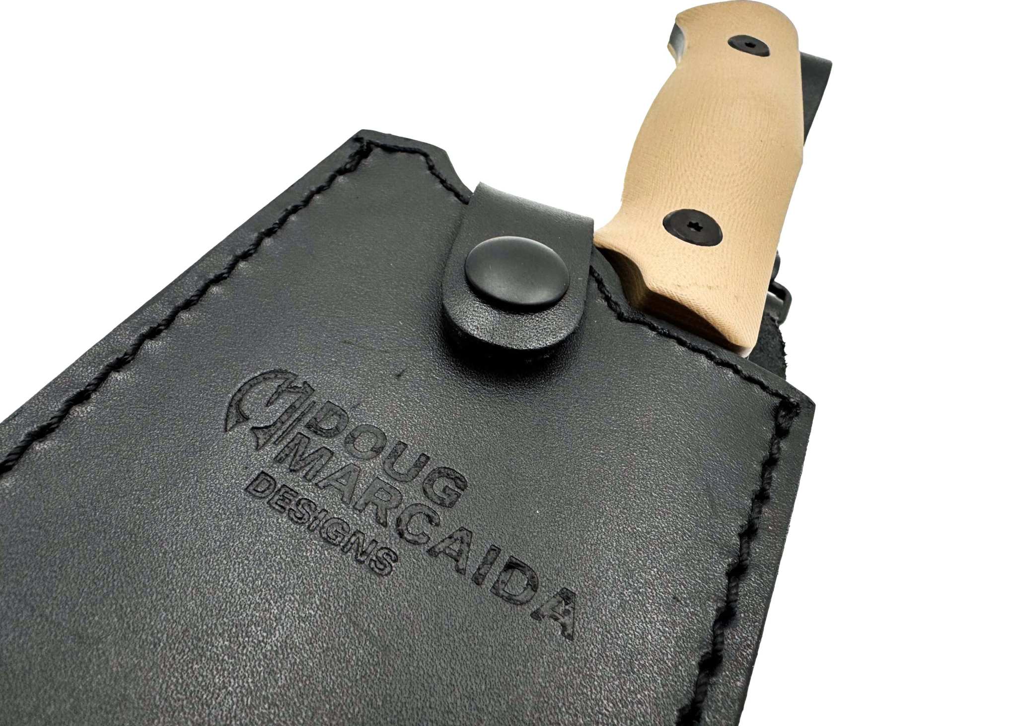 Doug Marcaida Cleaver large Serbian cleaver knife with leather sheath and 8.5-inch stainless steel blade