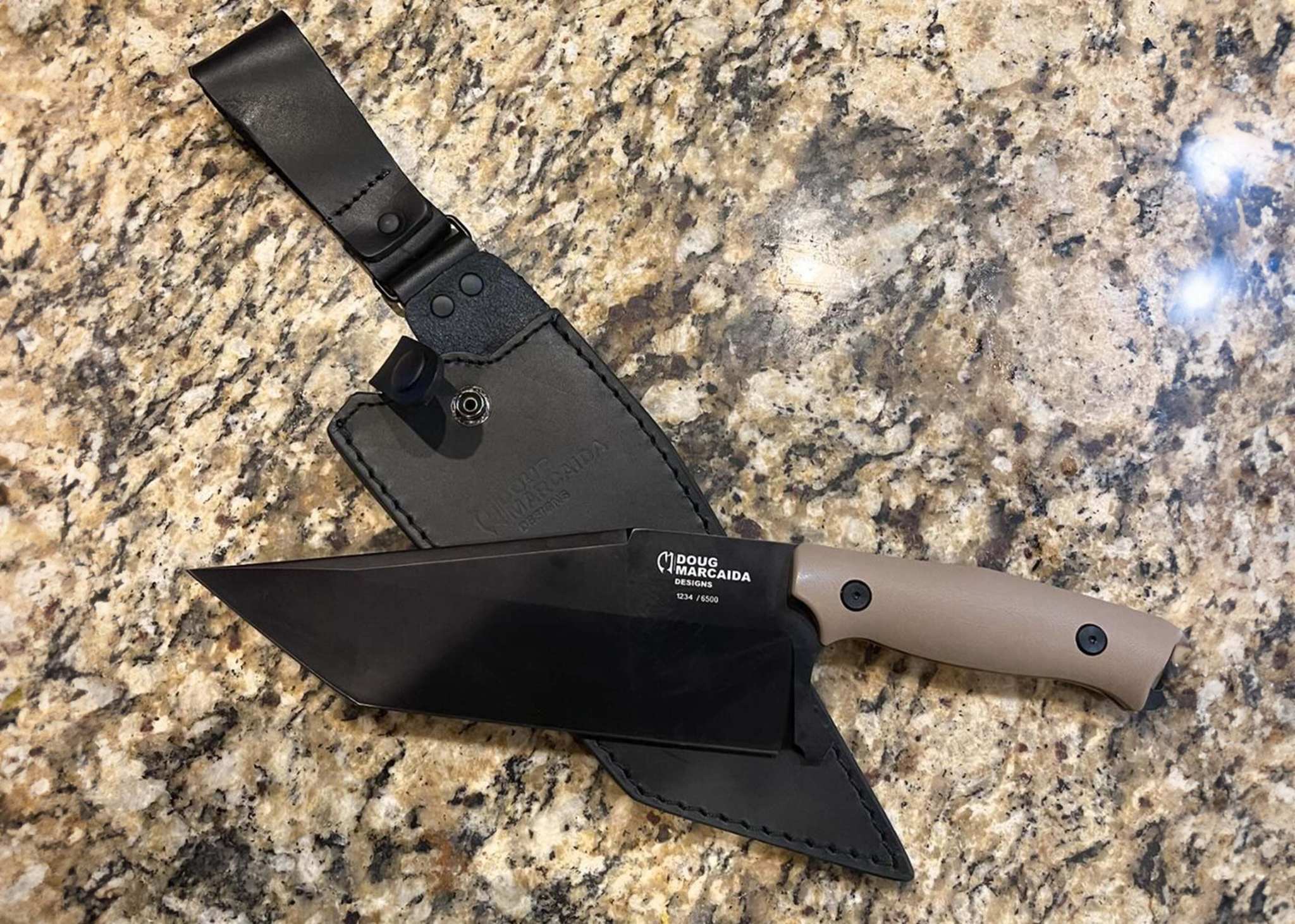 Doug Marcaida Cleaver large outdoor and self-defense knife with leather sheath