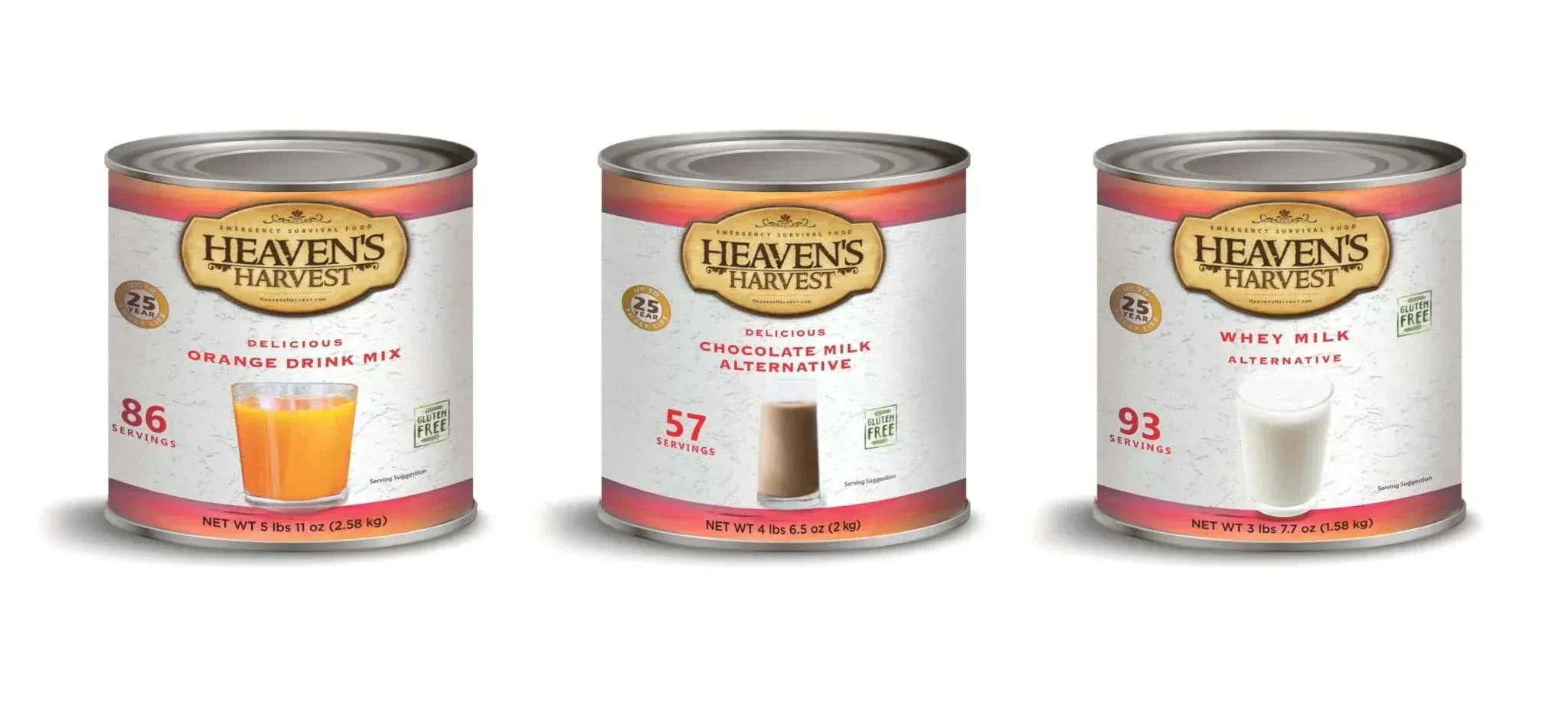 Heaven's Harvest Emergency and Survival Food,Bulk Single Items Beverage Bundle, #10 Cans Beverage Bundle - 10 Cans with 236 Servings, 25-Year Shelf Life