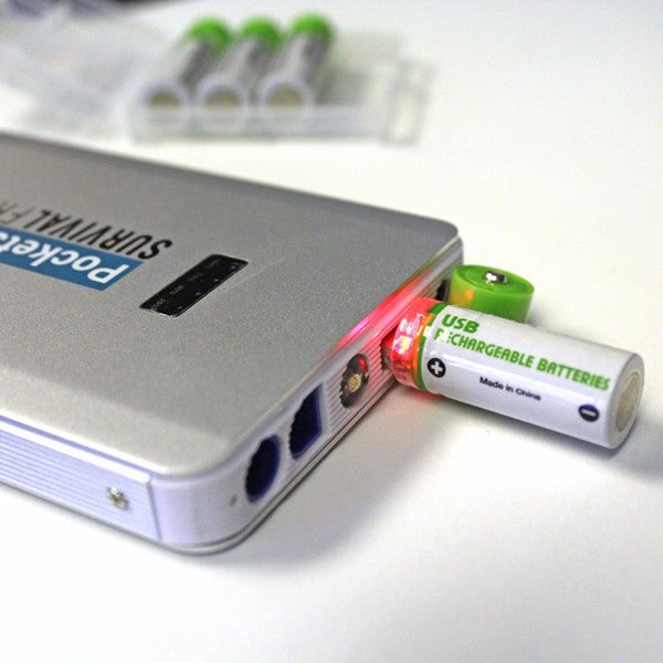 USB Rechargeable AA Batteries w/4-port USB Charger