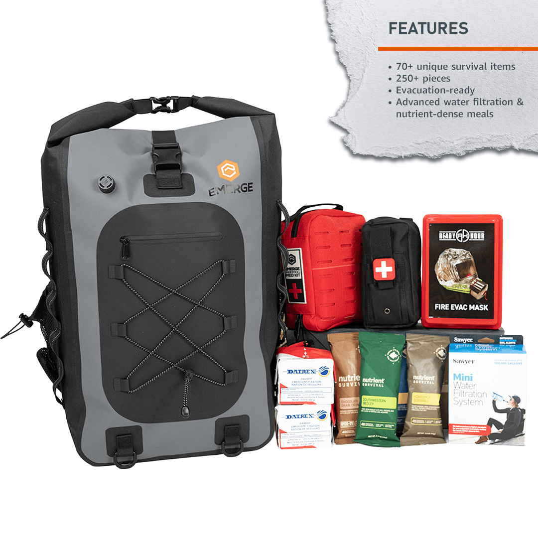 Emerge Survival Evacuation Bag Family Evacuation Bag | 72-Hour Go-Bag for 1-2 People