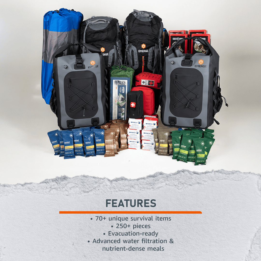 Emerge Survival Evacuation Pro Bag Family Evacuation Pro Bag | 7+ Day Kit for 1-4 People