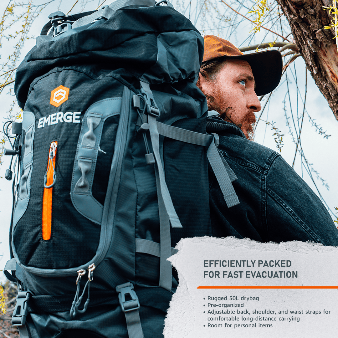Emerge Survival Evacuation Pro Bag Family Evacuation Pro Bag | 7+ Day Kit for 1-4 People