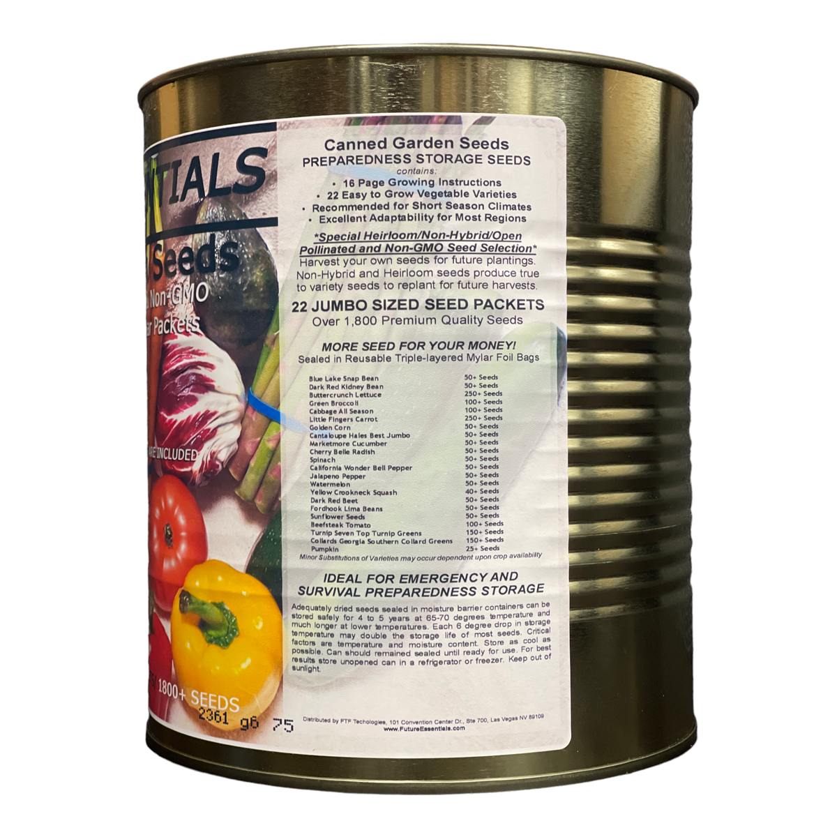 22 Different Heirloom/Non-GMO Canned Vegetable / Garden Seeds for Long Term Storage