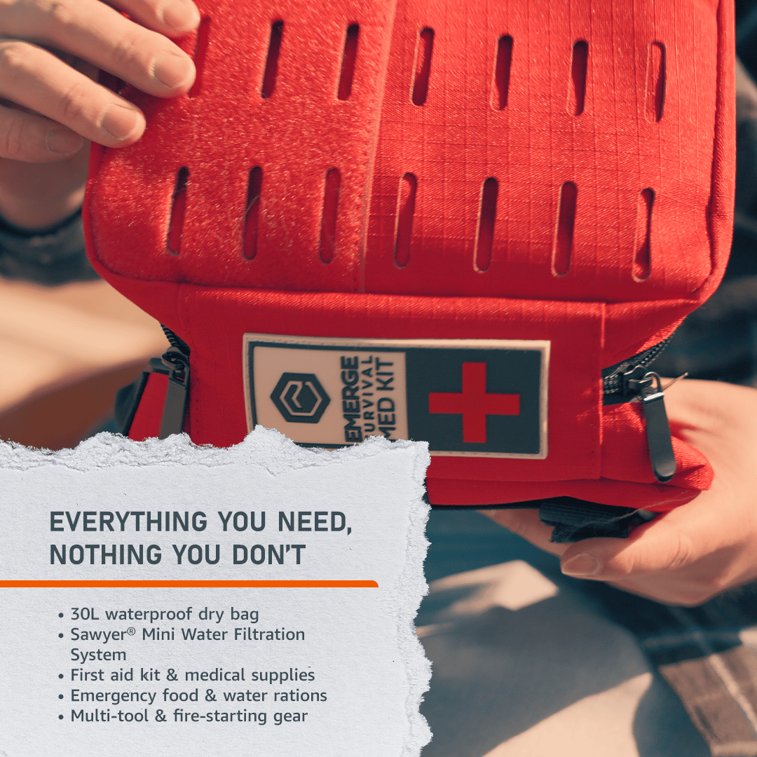 Emerge Survival Emergency Kit Get Home Bag | Emergency Survival Backpack for Getting Home During a Crisis Family Get Home Bag | 24-Hour Get-Home Kit, 44 Items