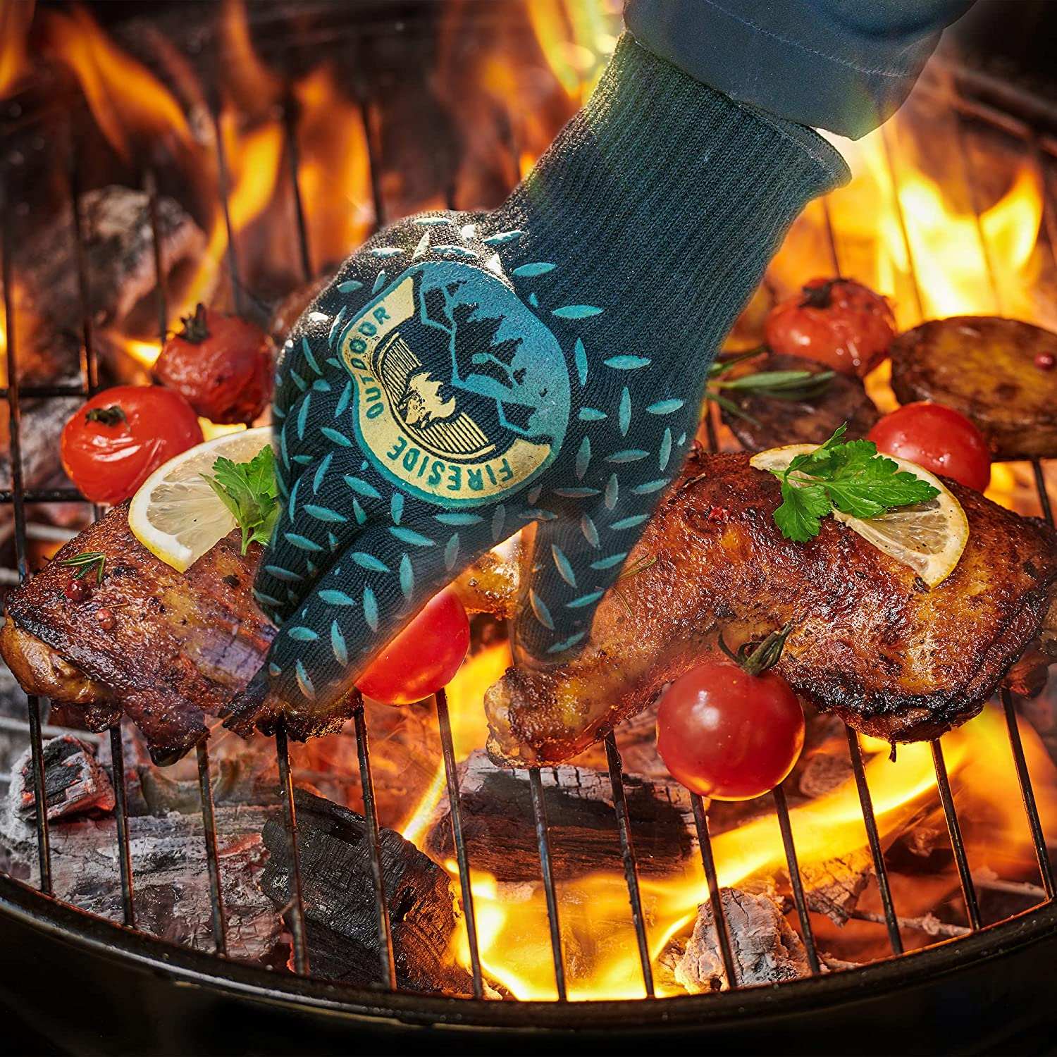 Fireside Outdoor Thermal Protection Gloves Thermal Protection Gloves - Heat Resistant BBQ & Fire Gloves, Up to 932F
